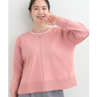 【洗濯機可/S-LL】体型カバーが叶う スポンディッシュ パイピングニット