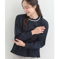 【洗濯機可/S-LL】体型カバーが叶う スポンディッシュ パイピングニット