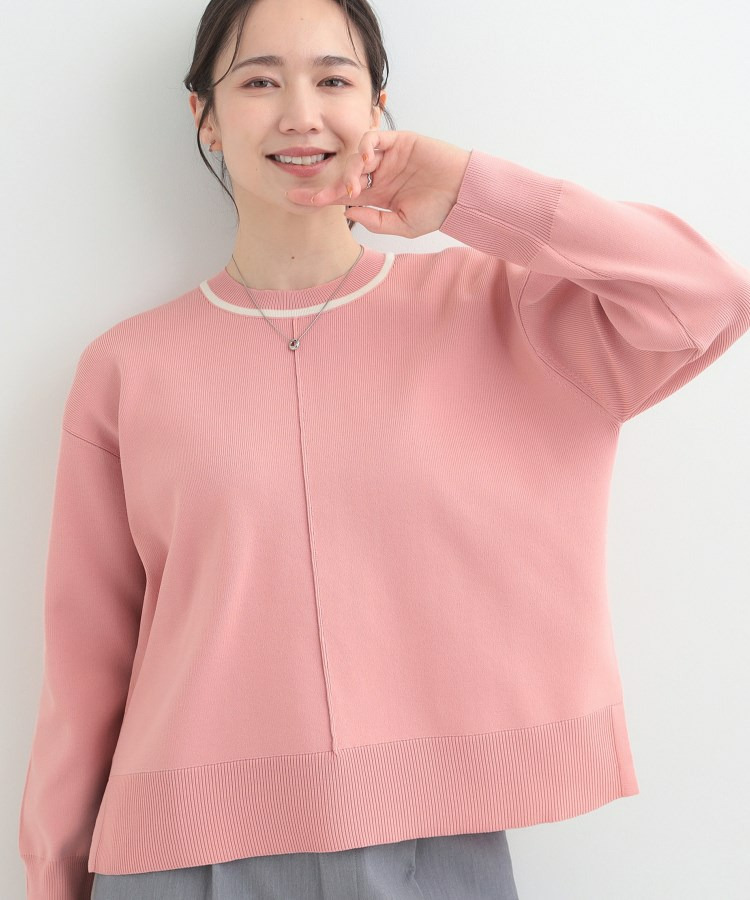 【洗濯機可/S-LL】体型カバーが叶う スポンディッシュ パイピングニット1