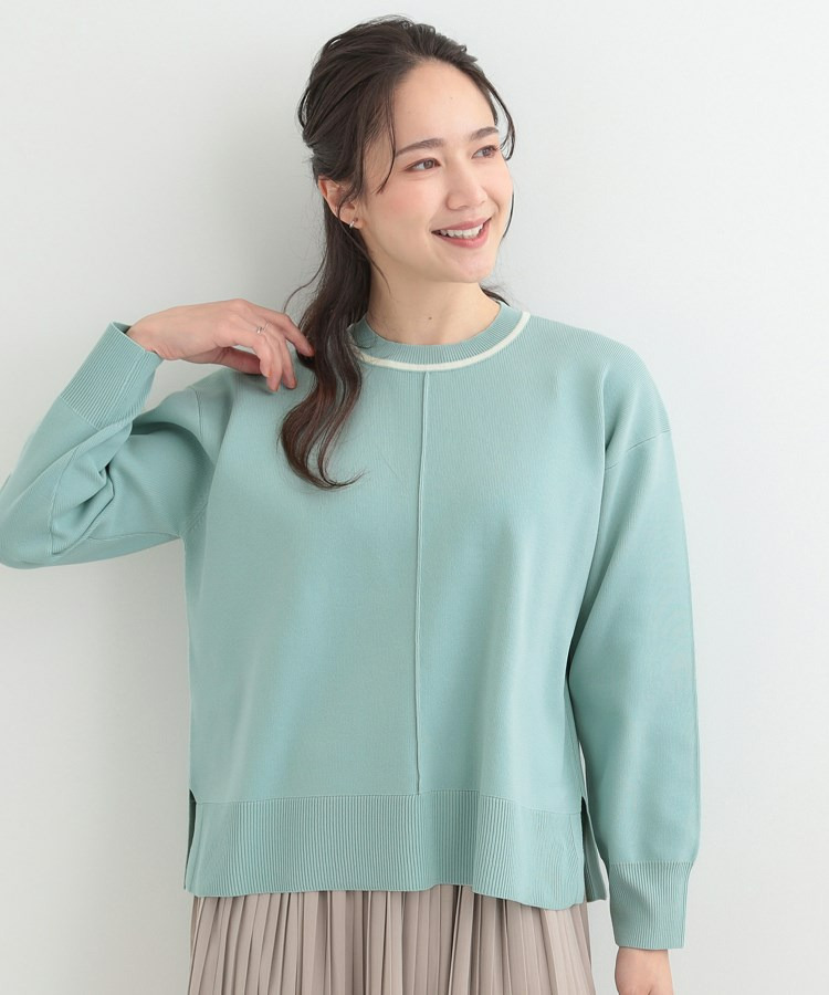 【洗濯機可/S-LL】体型カバーが叶う スポンディッシュ パイピングニット2