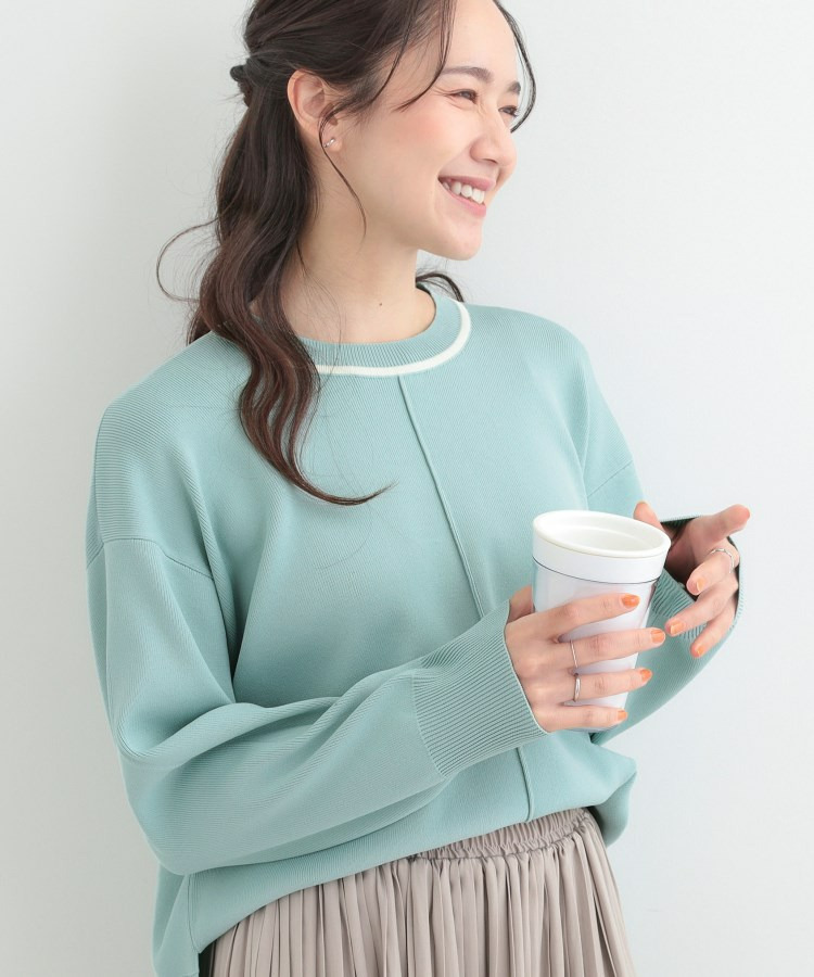 【洗濯機可/S-LL】体型カバーが叶う スポンディッシュ パイピングニット1