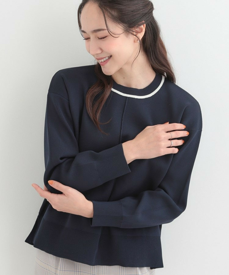 【洗濯機可/S-LL】体型カバーが叶う スポンディッシュ パイピングニット1