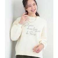 【S-LL】裾スカラップ配色コード刺繍ロゴニット