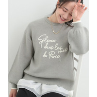 スカラップが大人かわいい 刺繍ロゴニット コード刺繍ニット