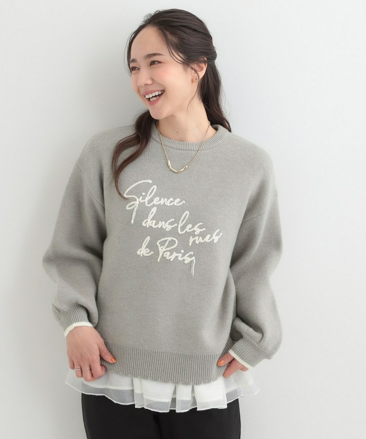 スカラップが大人かわいい 刺繍ロゴニット コード刺繍ニット10