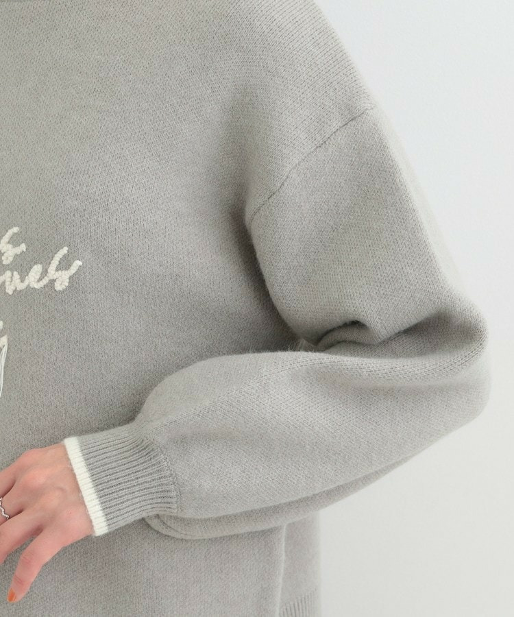 スカラップが大人かわいい 刺繍ロゴニット コード刺繍ニット18