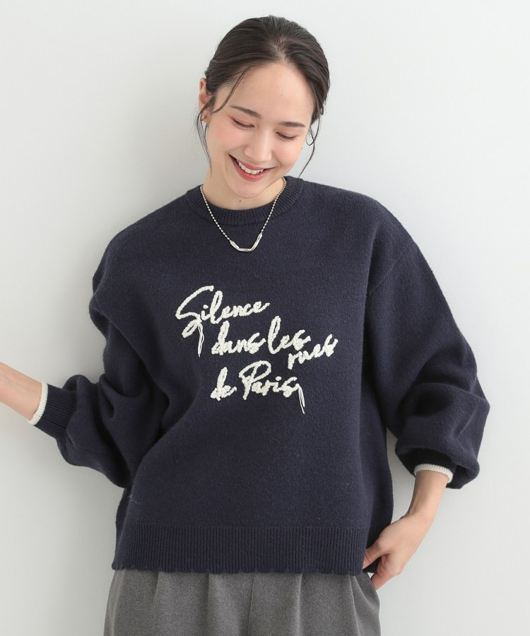 スカラップが大人かわいい 刺繍ロゴニット コード刺繍ニット6