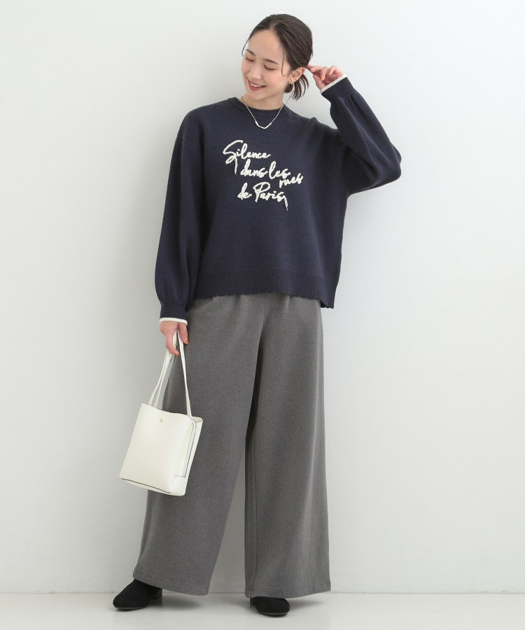 スカラップが大人かわいい 刺繍ロゴニット コード刺繍ニット8