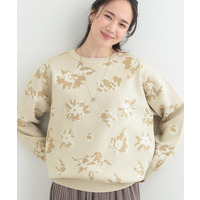 【洗濯機可/S-LL】ゆるシルエット フラワー柄スポンディッシュニット