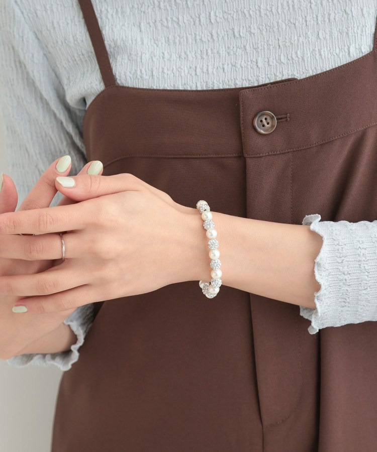 パヴェボールフェイクパールゴムブレス