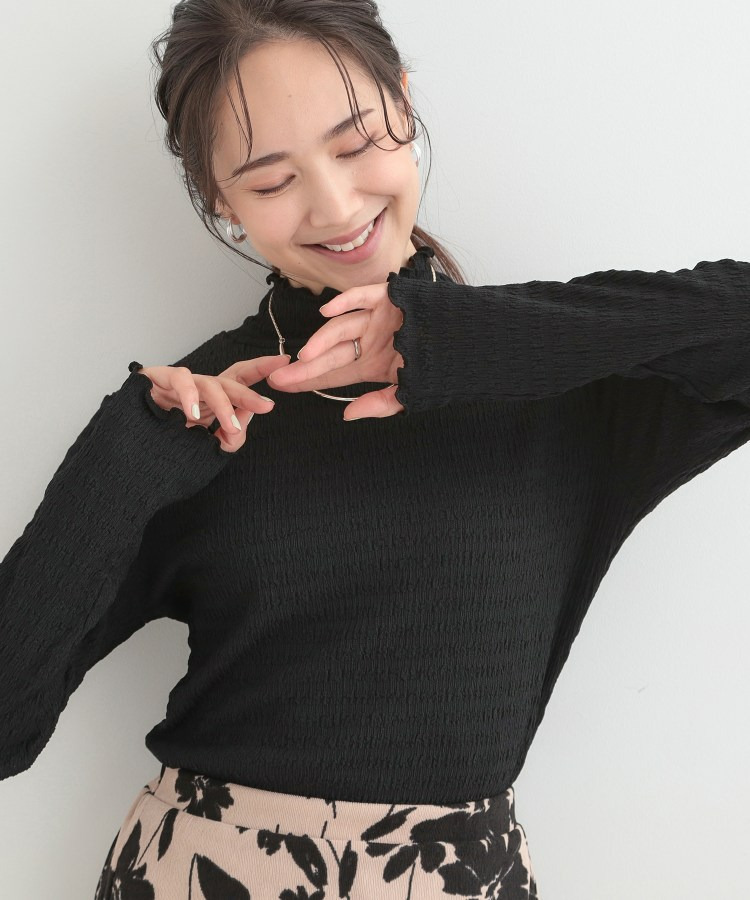 ぽこぽこジャカード ハイネックトップス