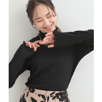 【洗濯機可/S-LL】レイヤードスタイルにも ぽこぽこジャカード ハイネックトップス