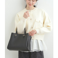 一枚革風三層トートバッグ