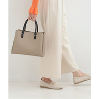 一枚革風三層トートバッグ