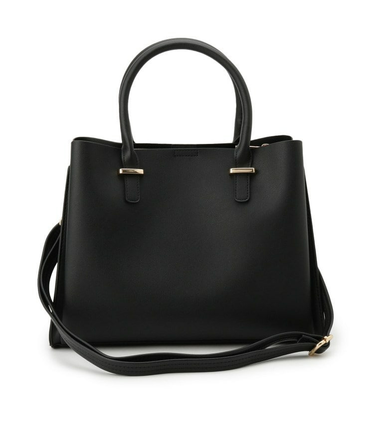 一枚革風三層トートバッグ12