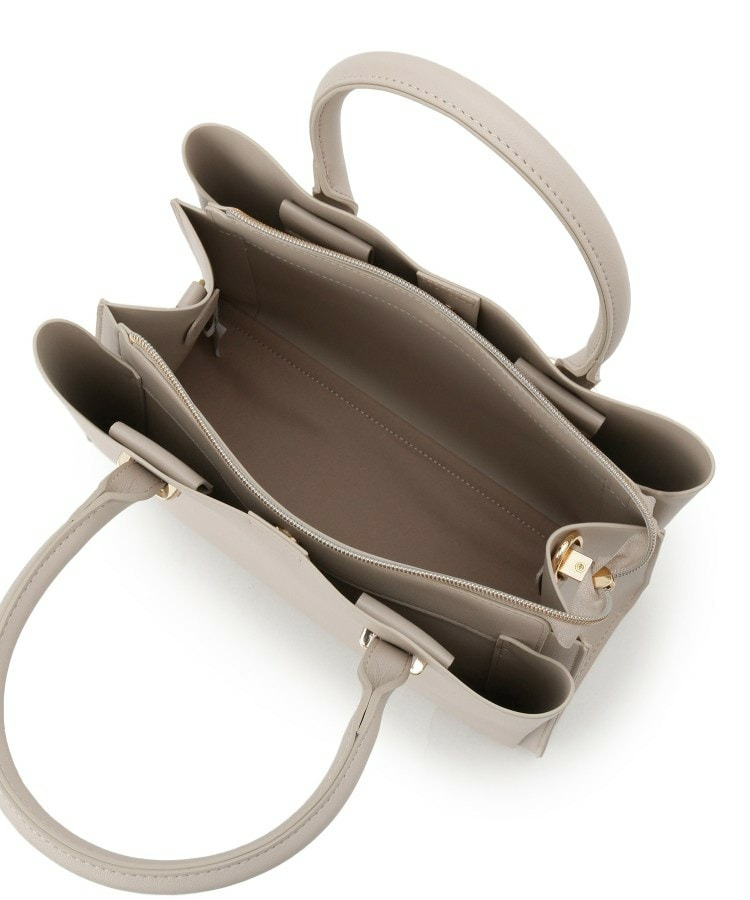 一枚革風三層トートバッグ15