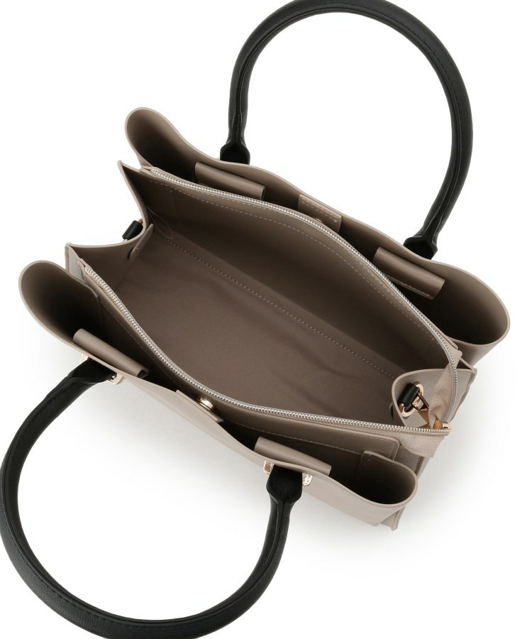 一枚革風三層トートバッグ16