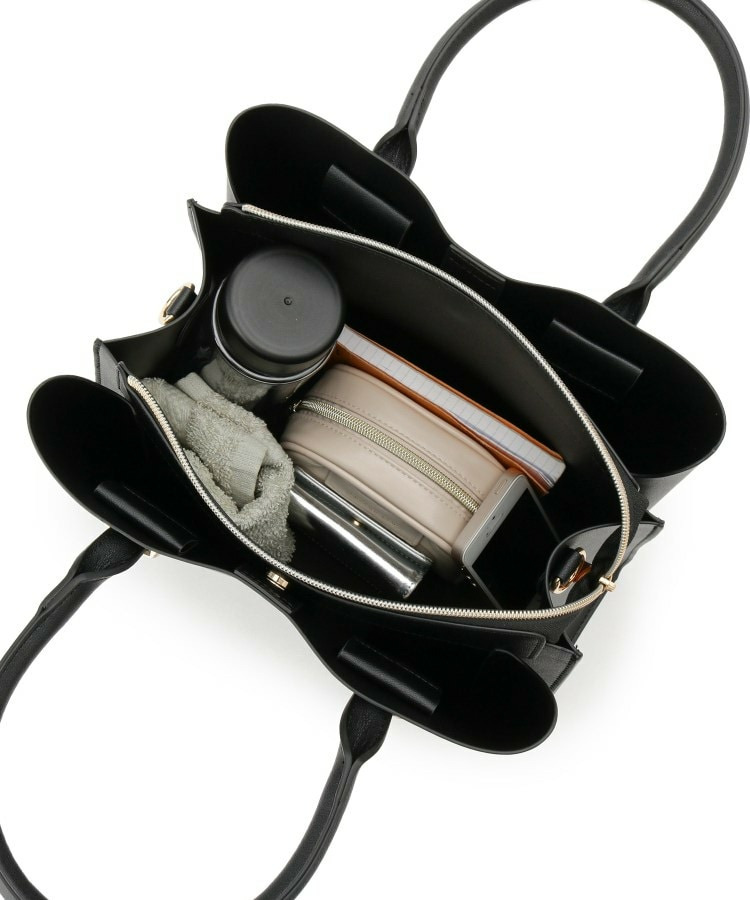 一枚革風三層トートバッグ17