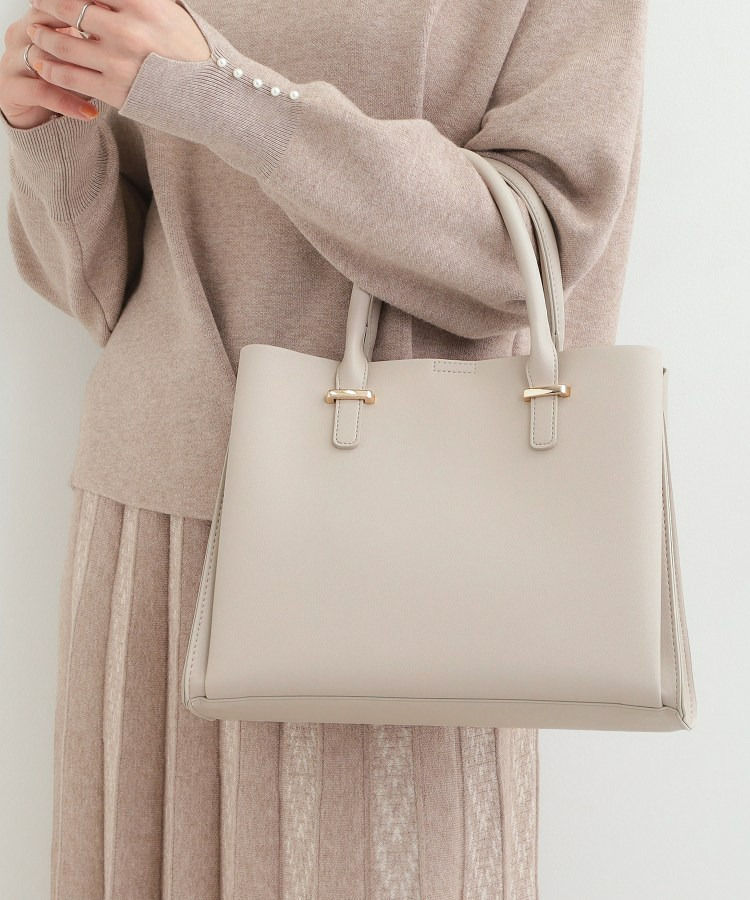 一枚革風三層トートバッグ2