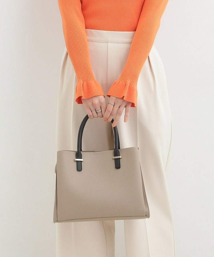 一枚革風三層トートバッグ6