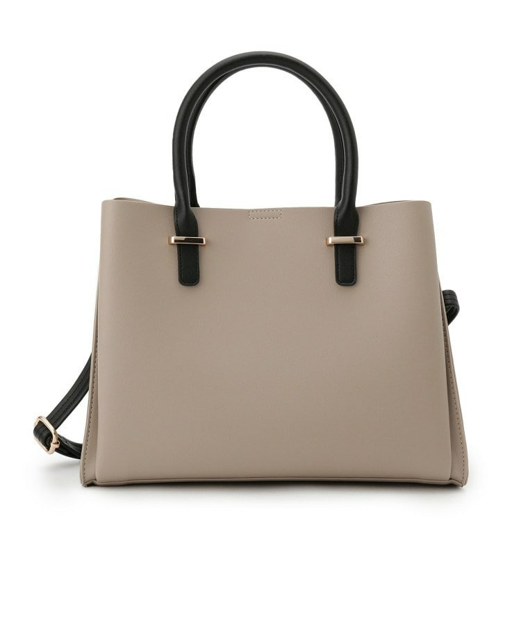 一枚革風三層トートバッグ9