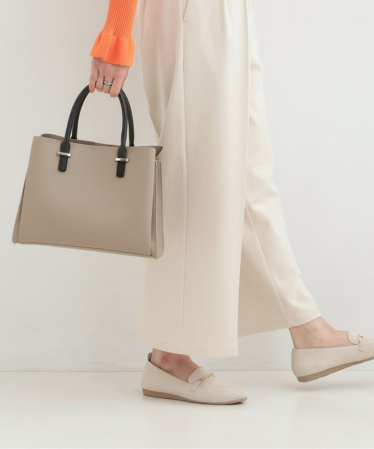 一枚革風三層トートバッグ1