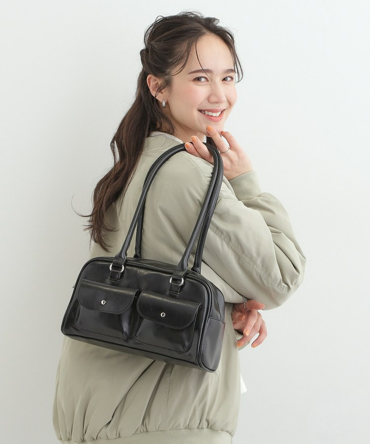 フラップポケット横長ボストンバッグ1