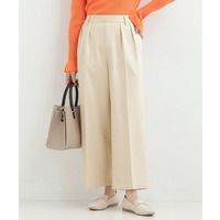 【S-LL】きれい見えも叶う フロッキードットワイドパンツ