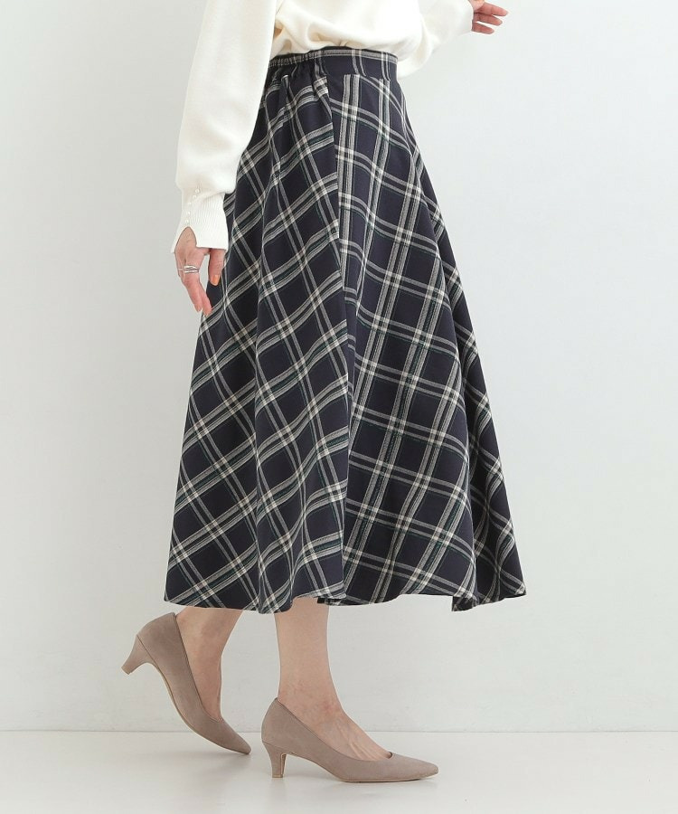 【S-LL】立体感が際立つ モールチェックフレアスカート7