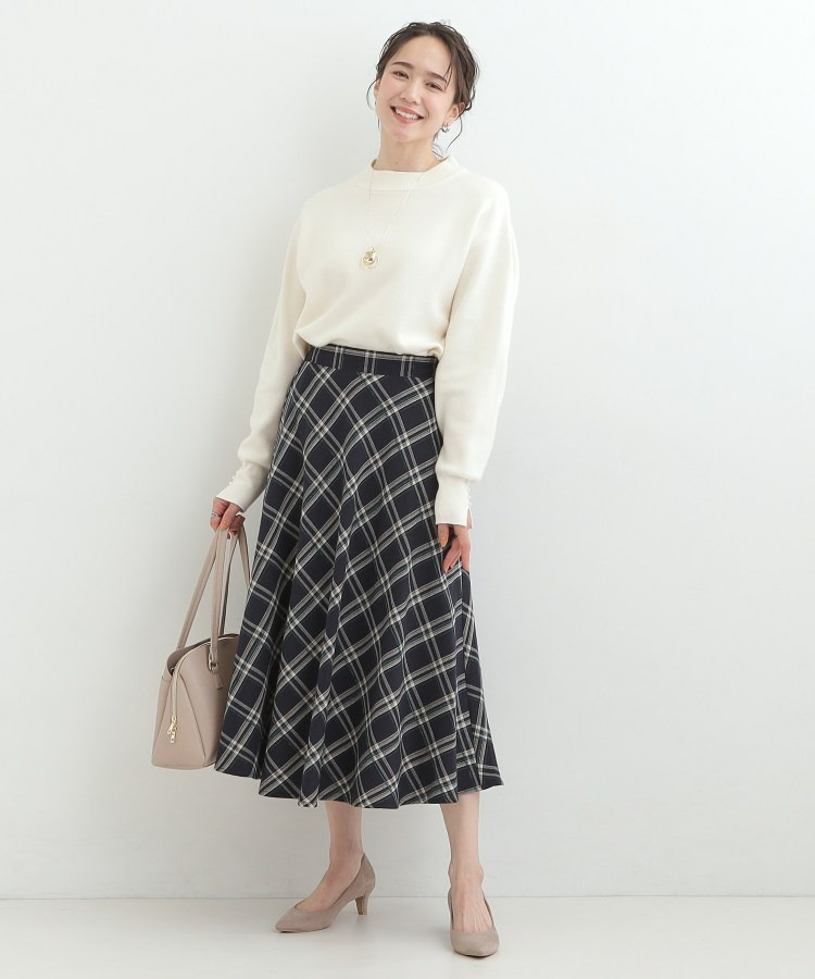 【S-LL】立体感が際立つ モールチェックフレアスカート8