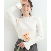 【洗濯機可/S-LL】フリルで上品 やわらかリブニット