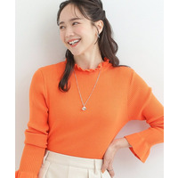 【洗濯機可/S-LL】フリル使いが上品な やわらかリブニット