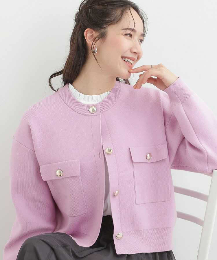 金ボタンがアクセント ニットジャケット1