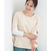 【2点セット】ポンチョ風スウェードトップス×ロンT