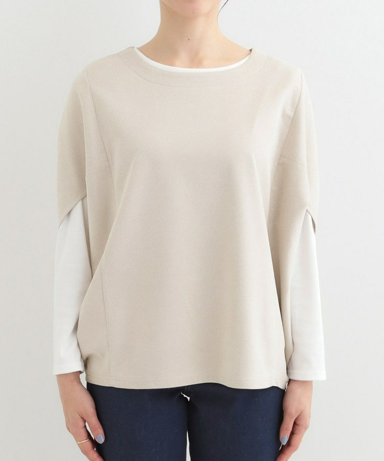 【2点セット】ポンチョ風スウェードトップス×ロンT14