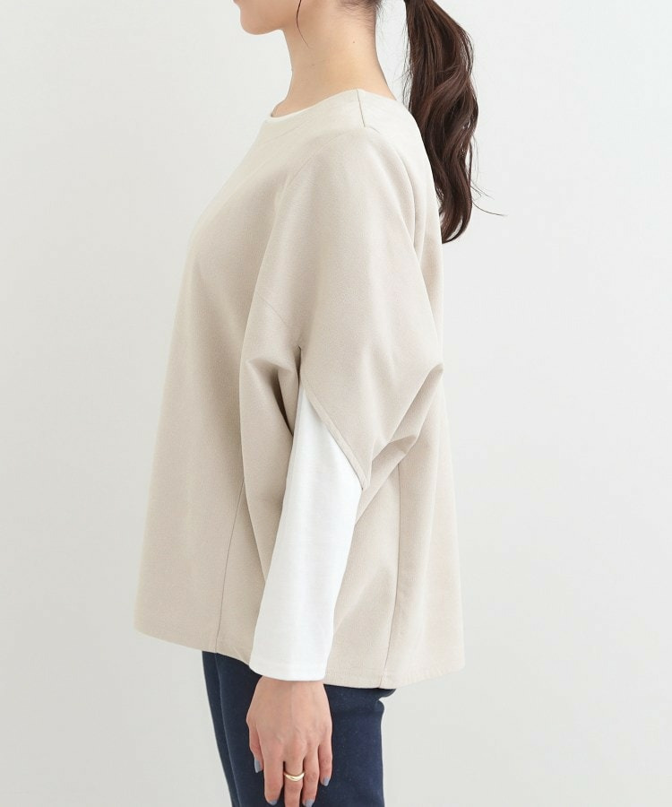 【2点セット】ポンチョ風スウェードトップス×ロンT15