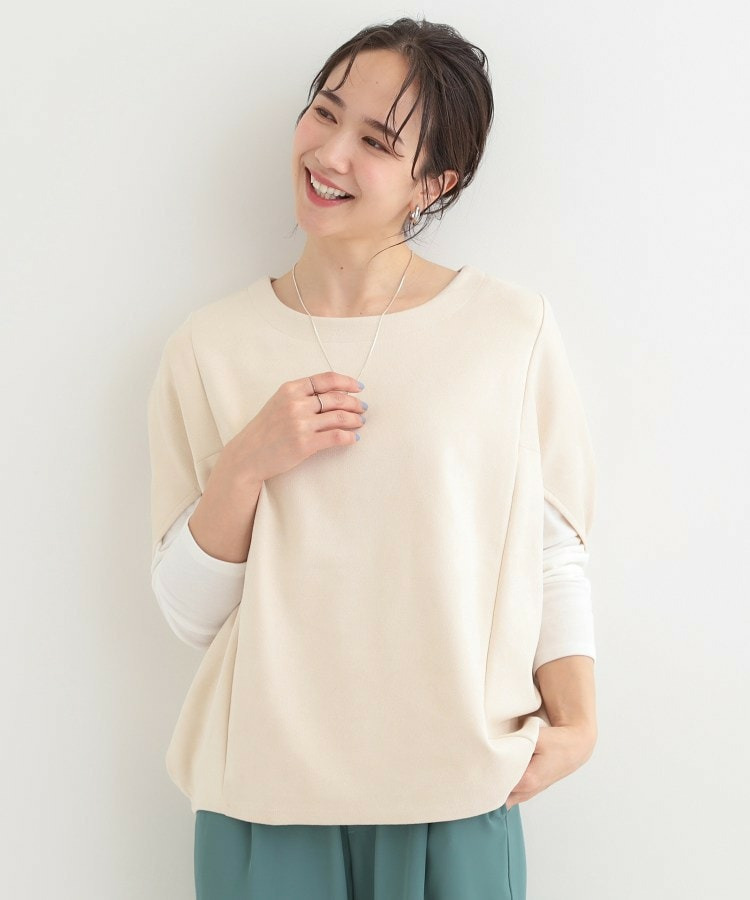 【2点セット】ポンチョ風スウェードトップス×ロンT2