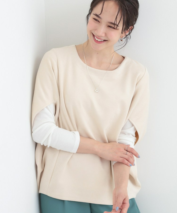 【2点セット】ポンチョ風スウェードトップス×ロンT1