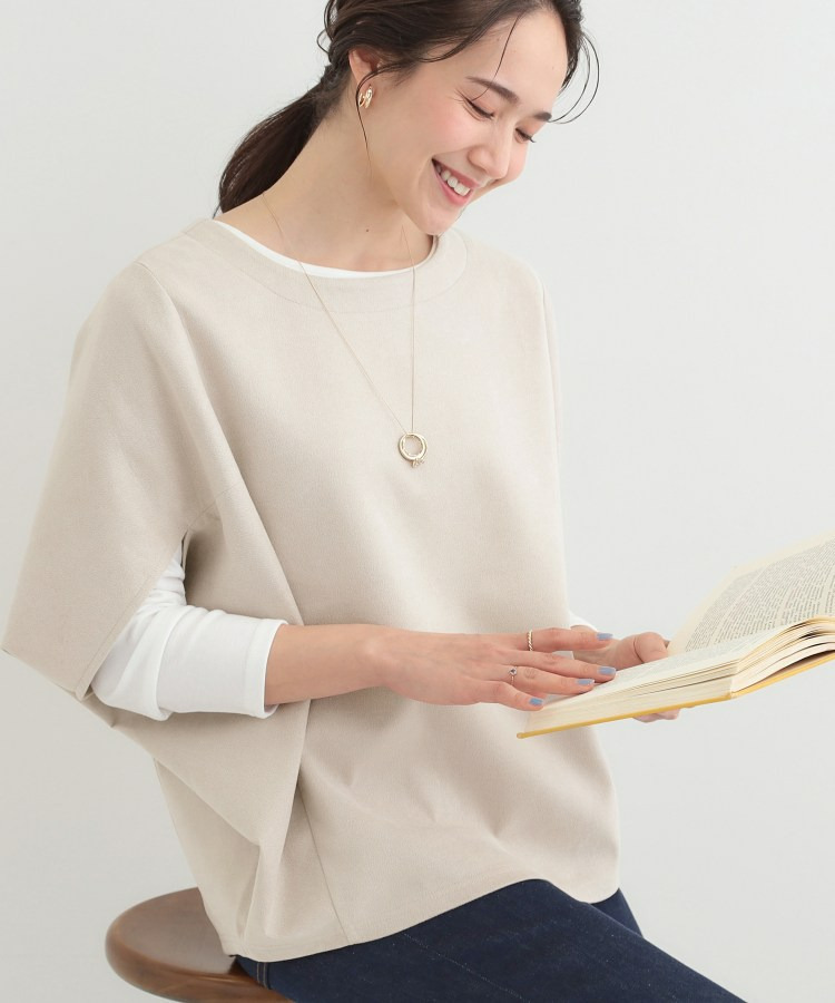 【2点セット】ポンチョ風スウェードトップス×ロンT1