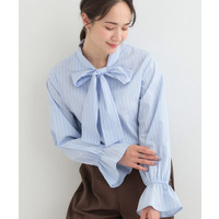 【洗濯後シワになりにくい/UV/S-LL】大人っぽく着られる キャンディースリーブ リボンブラウス