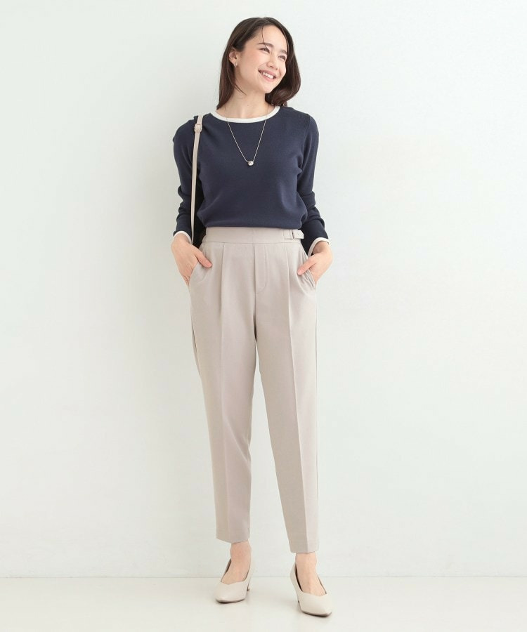 【洗濯機可/S-LL】ベルト風デザインがアクセント きれい見えテーパードパンツ12