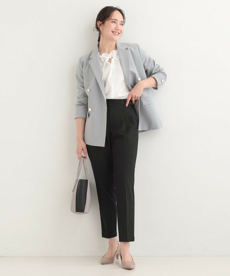 【洗濯機可/S-LL】ベルト風デザインがアクセント きれい見えテーパードパンツ4