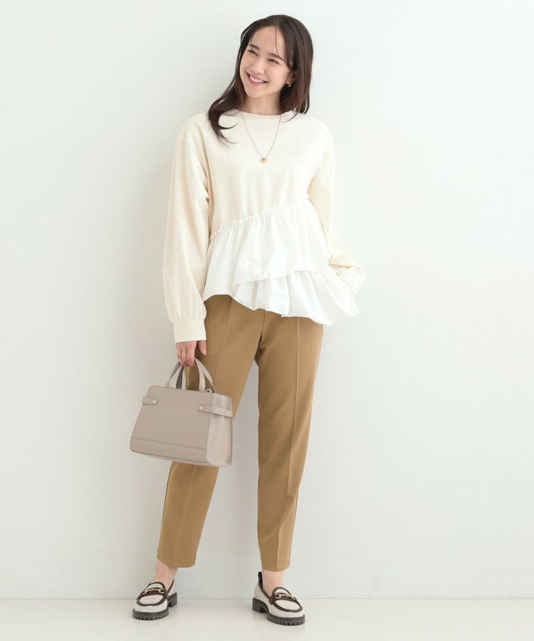 【洗濯機可/S-LL】ベルト風デザインがアクセント きれい見えテーパードパンツ8