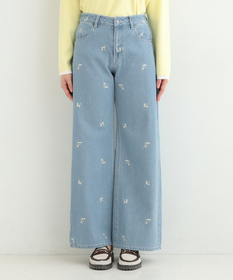 【洗濯機可/S-LL】フラワー刺繍が女性らしさをプラス バギーデニムパンツ10