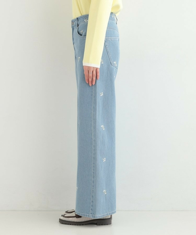 【洗濯機可/S-LL】フラワー刺繍が女性らしさをプラス バギーデニムパンツ11