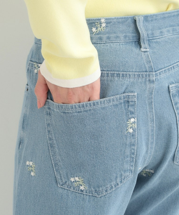【洗濯機可/S-LL】フラワー刺繍が女性らしさをプラス バギーデニムパンツ15