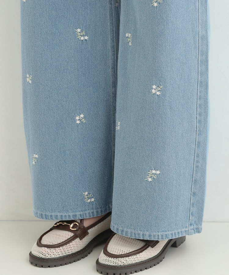 【洗濯機可/S-LL】フラワー刺繍が女性らしさをプラス バギーデニムパンツ16