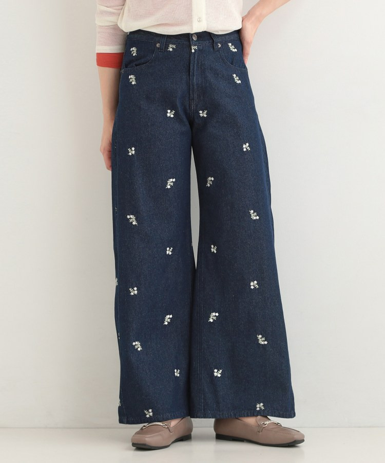 【洗濯機可/S-LL】フラワー刺繍が女性らしさをプラス バギーデニムパンツ6