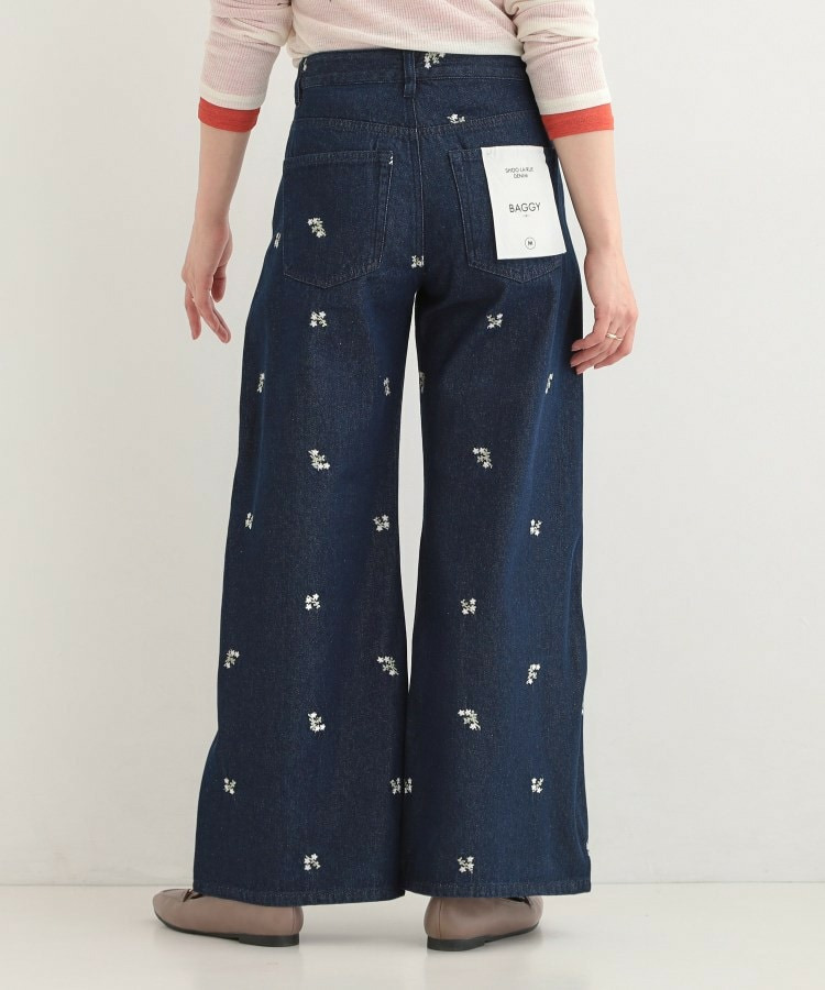 【洗濯機可/S-LL】フラワー刺繍が女性らしさをプラス バギーデニムパンツ7