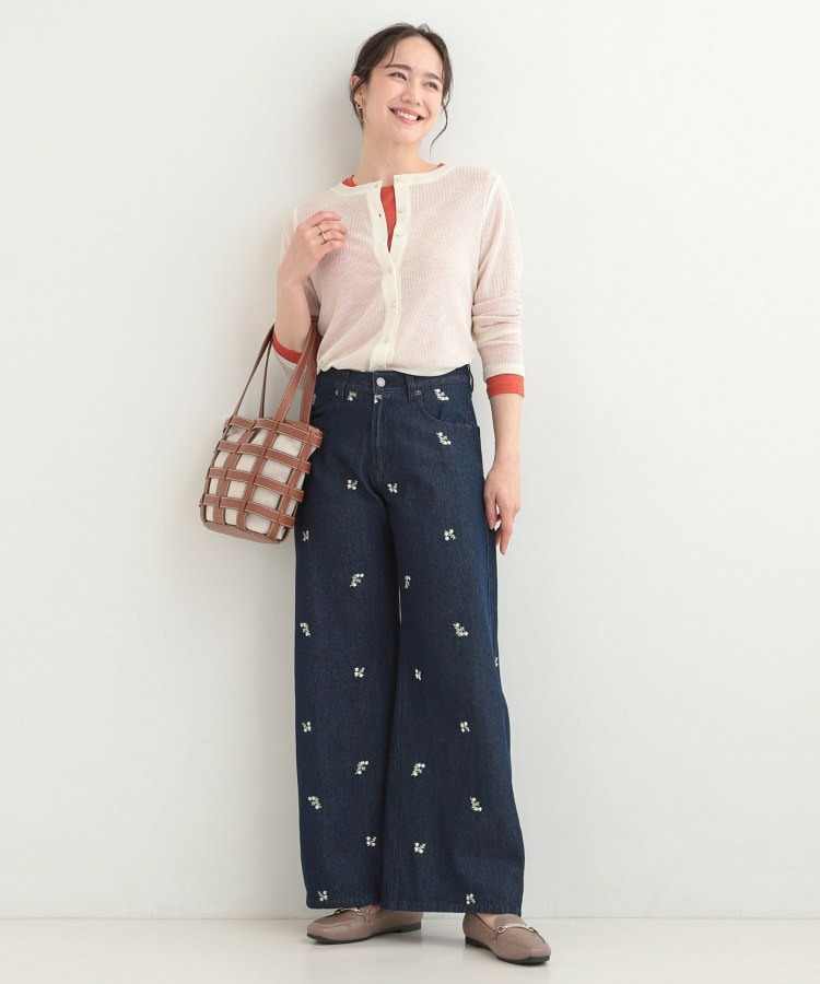【洗濯機可/S-LL】フラワー刺繍が女性らしさをプラス バギーデニムパンツ8